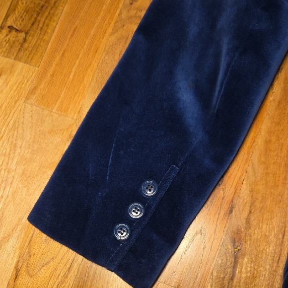 Braemar Navy Cotton Velvet Blazer Women’s Fitted Jacket Velour Classic   Size 14 - Picture 4 of 7
